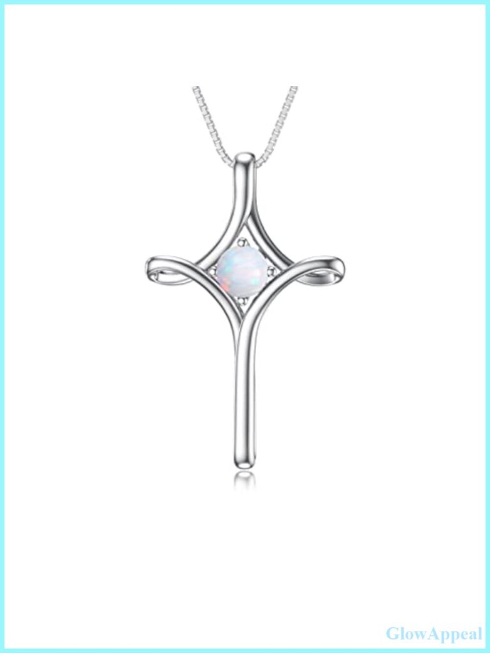 Sterling Silver Cross Necklace Opal Birthstone Pendant October